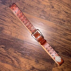 Michael Kors Studded Brown Leather Belt